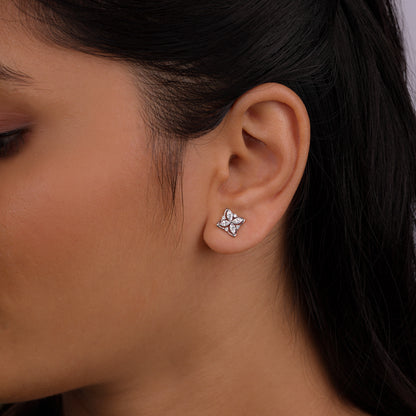 Lustrous Fleur Diamond Studs