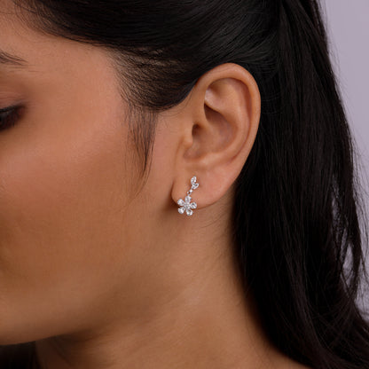 Crystal Bloom 925 Silver Floral Stud Earrings