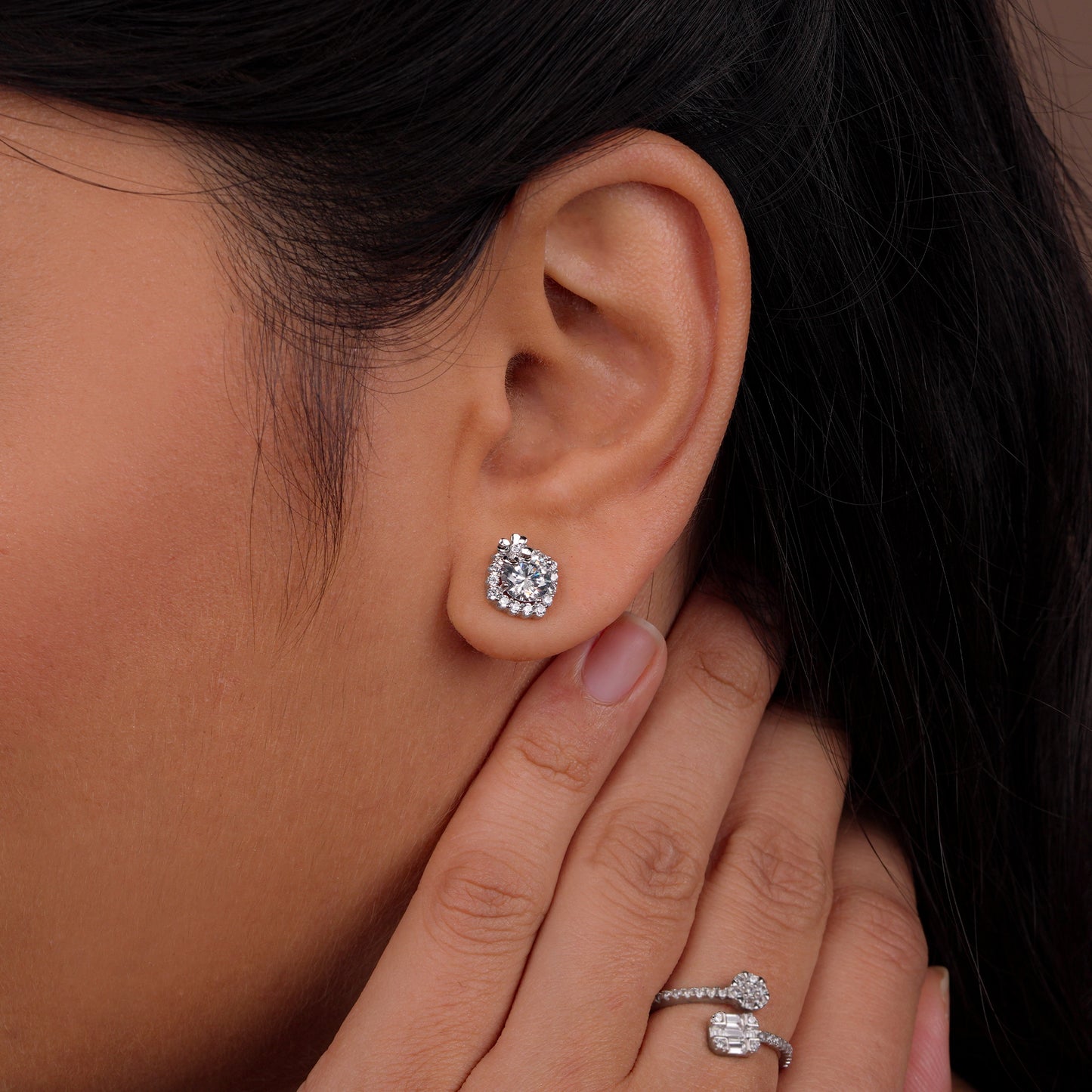 Radiant Halo Solitaire Studs