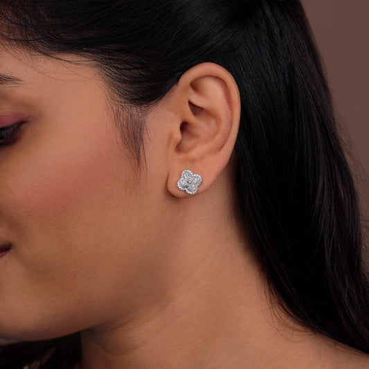 Celeste Sparkle Clover Stud Earrings