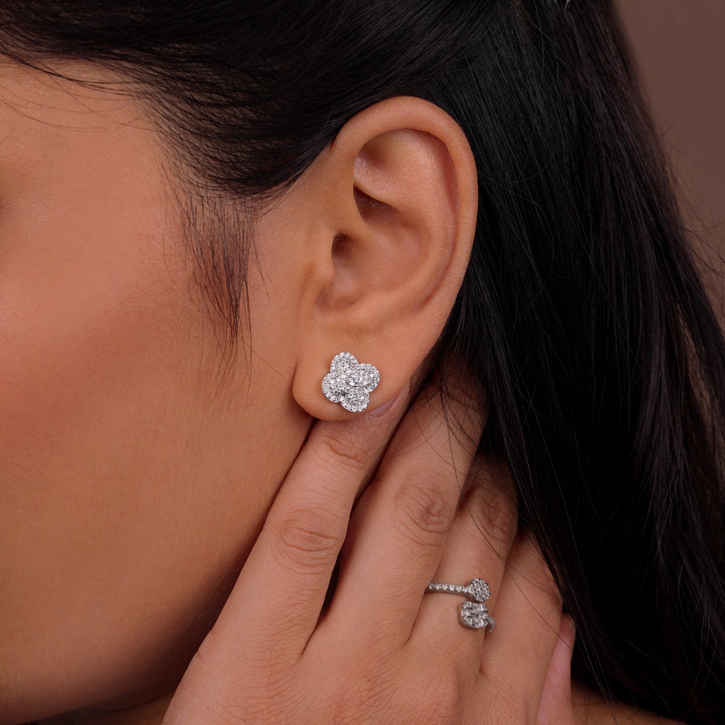 Celeste Sparkle Clover Stud Earrings