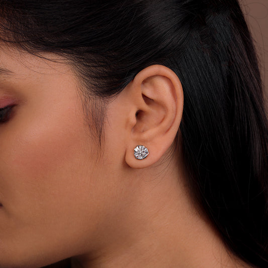 Radiant Bloom Solitaire Stud Earrings