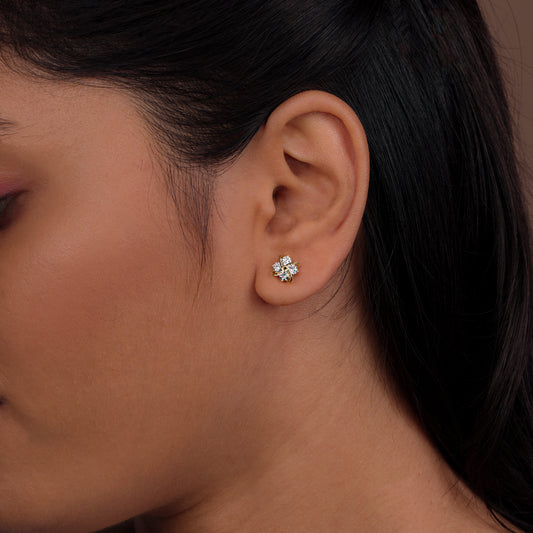 Golden Bloom Diamond Studs