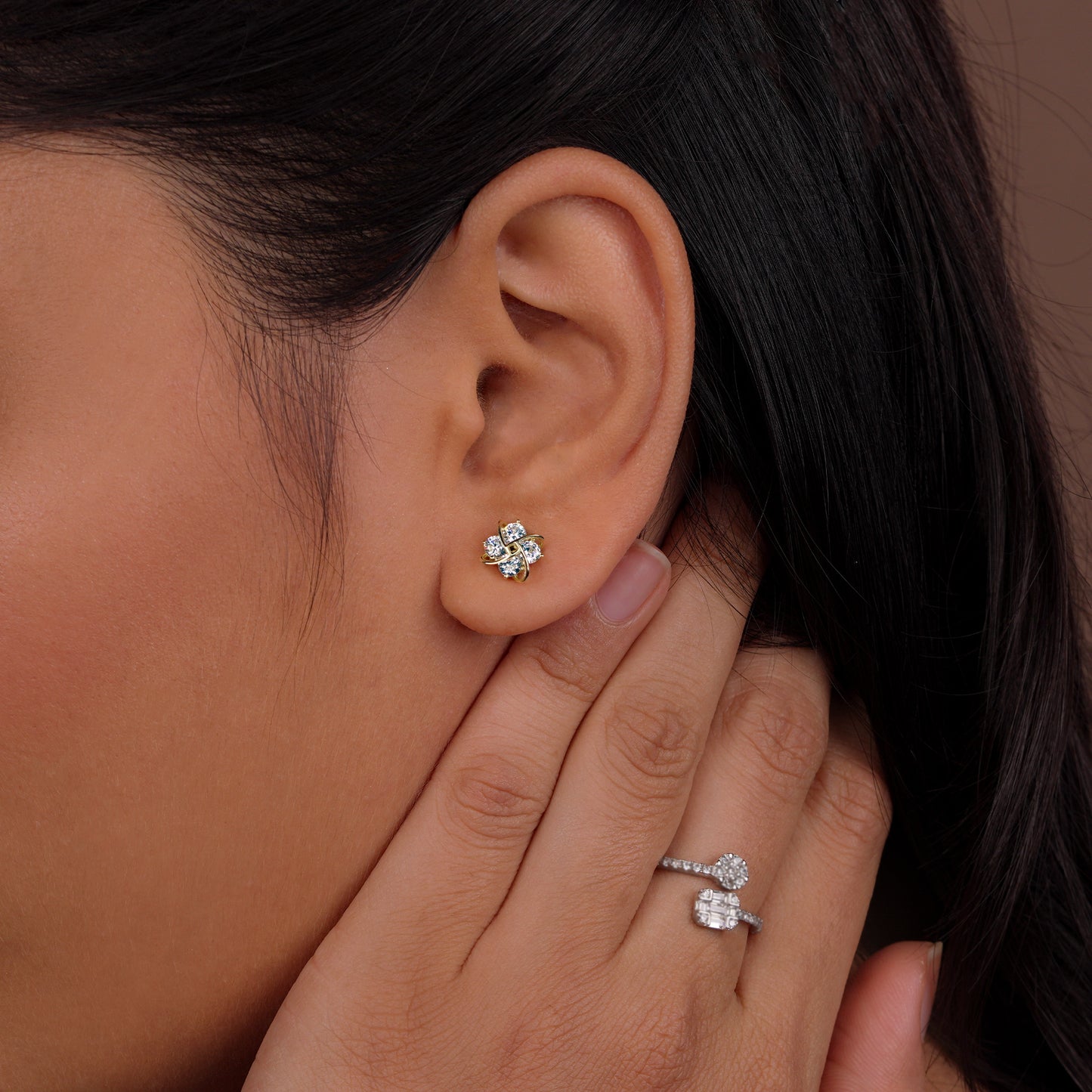 Golden Bloom Diamond Studs