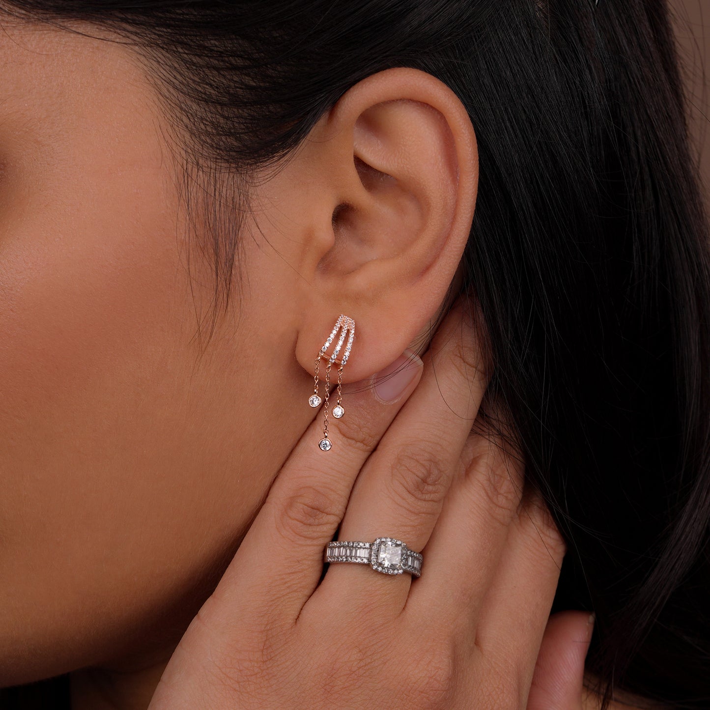 Celestia Dual Drop Bar Earrings