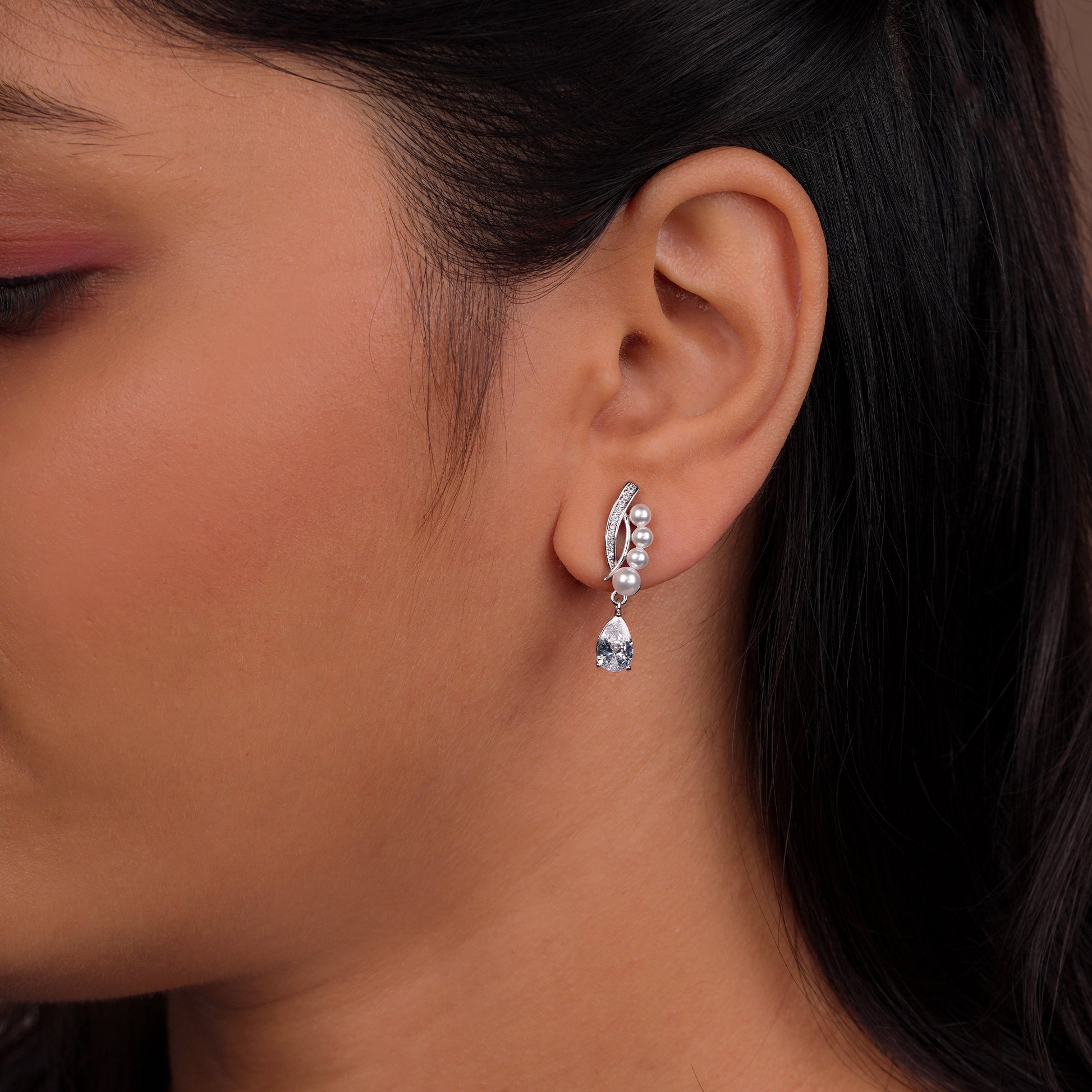 Aurora Teardrop Pearl & Crystal Earrings