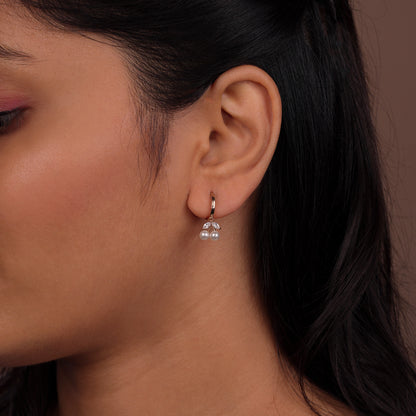 Duo Pearl Charm Hoop Earrings