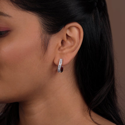 Crimson Curve Zirconia Hoop Earrings