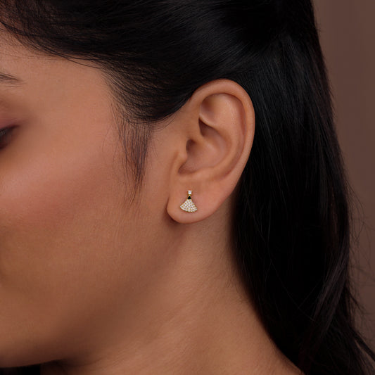 Golden Fan Sparkle Studs