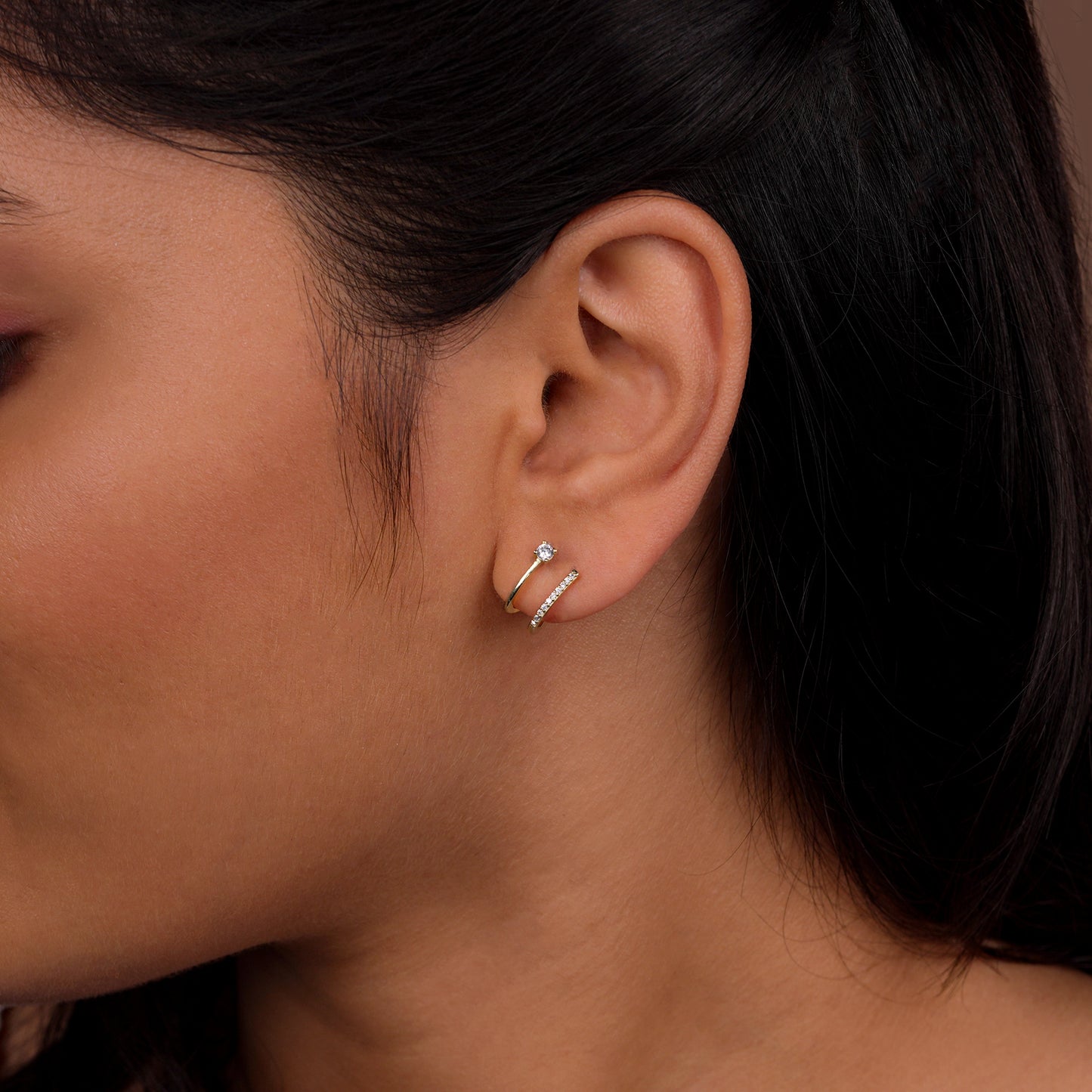 Aurora Sparkle Gold Hug Hoop Earrings
