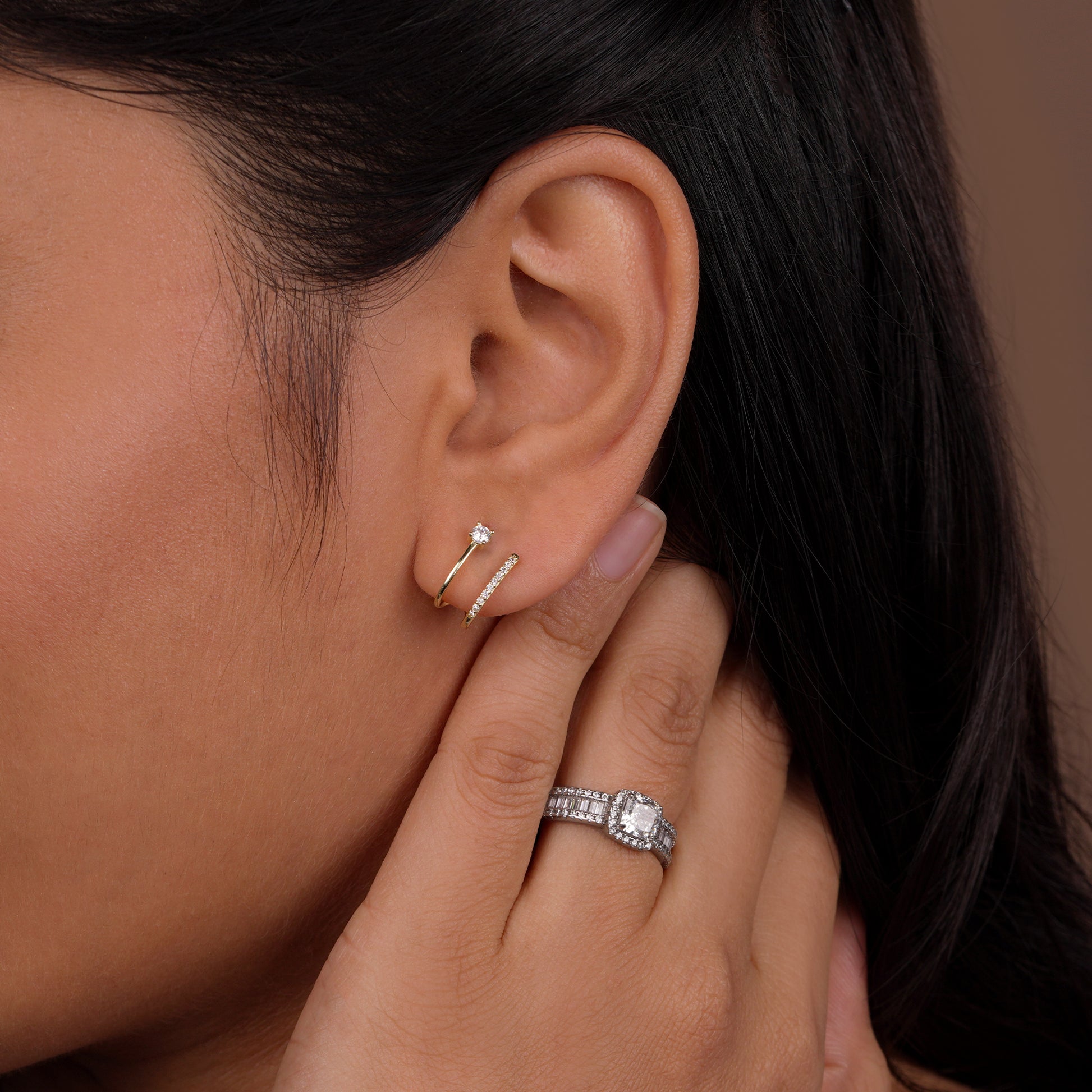 Aurora Sparkle Gold Hug Hoop Earrings

