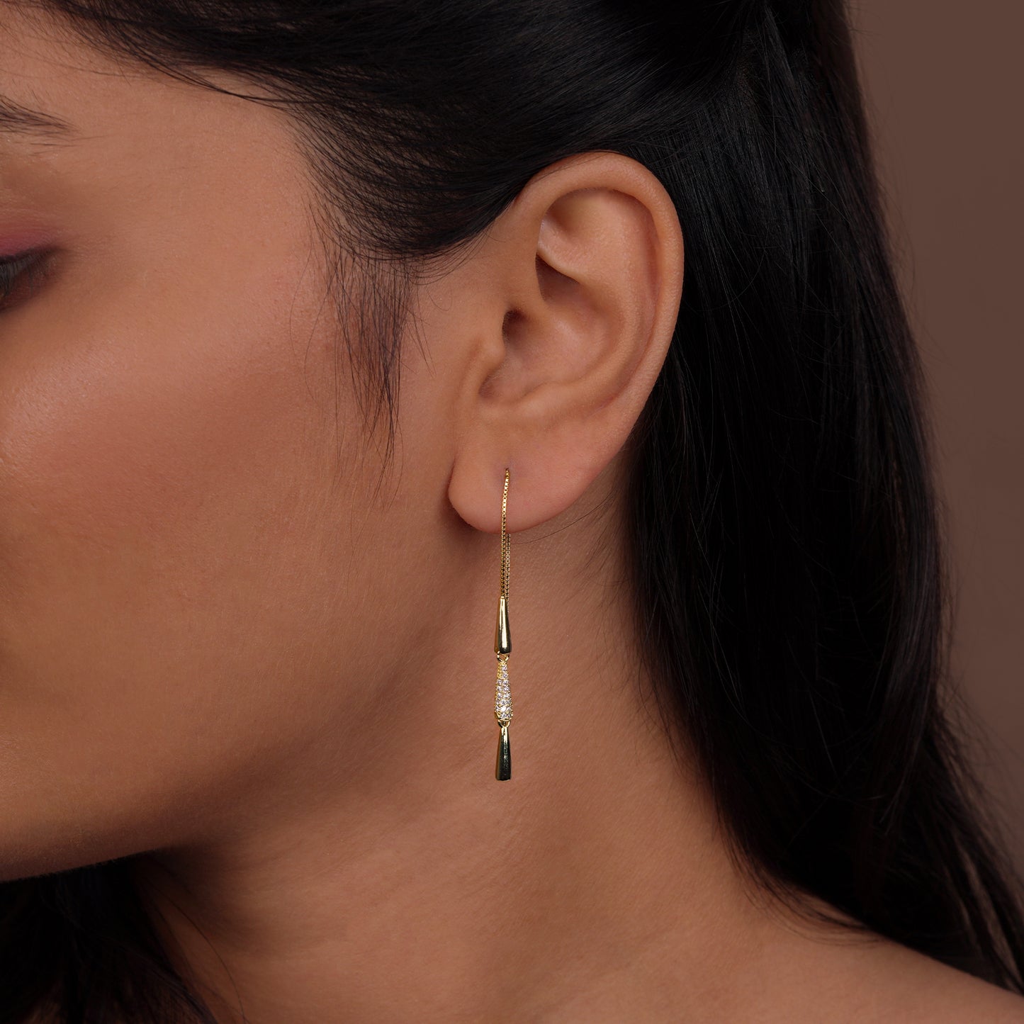 Gold Y-Necklace & Threader Earrings Set