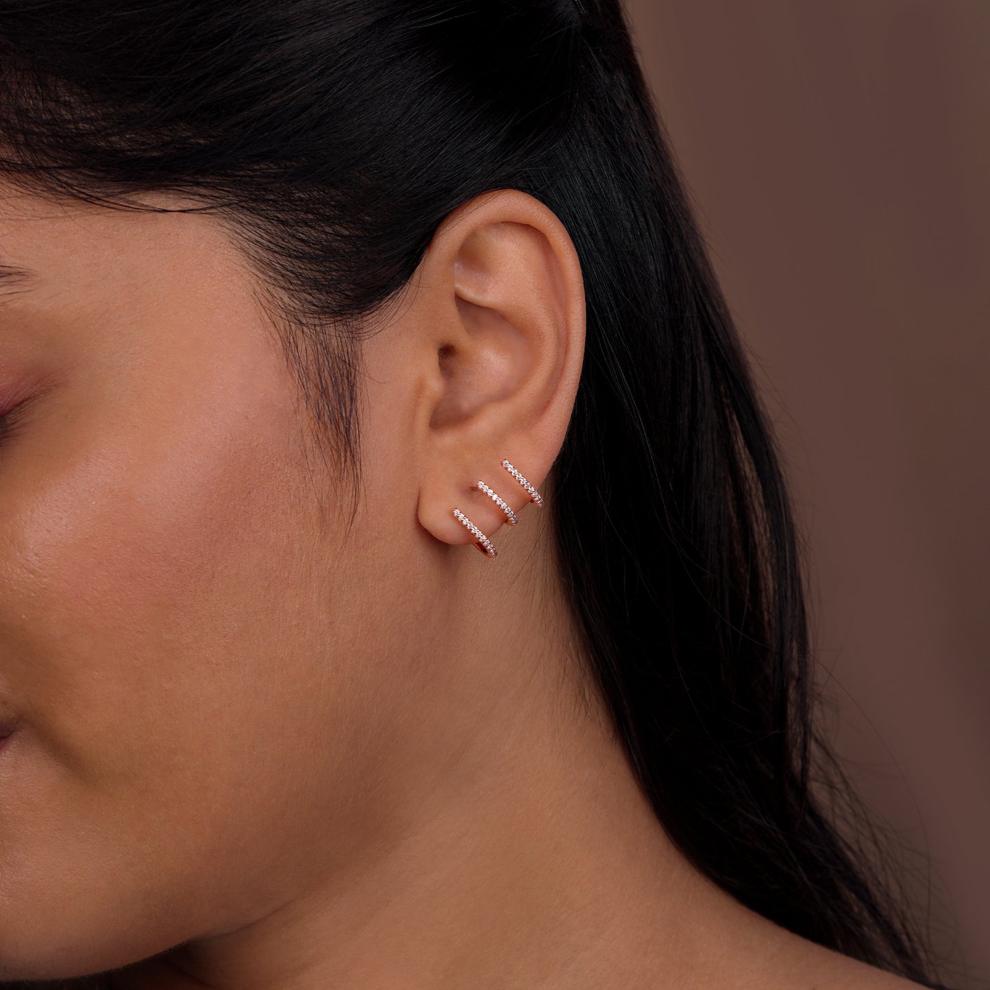 Triple Twist Rose Gold CZ Ear Climber