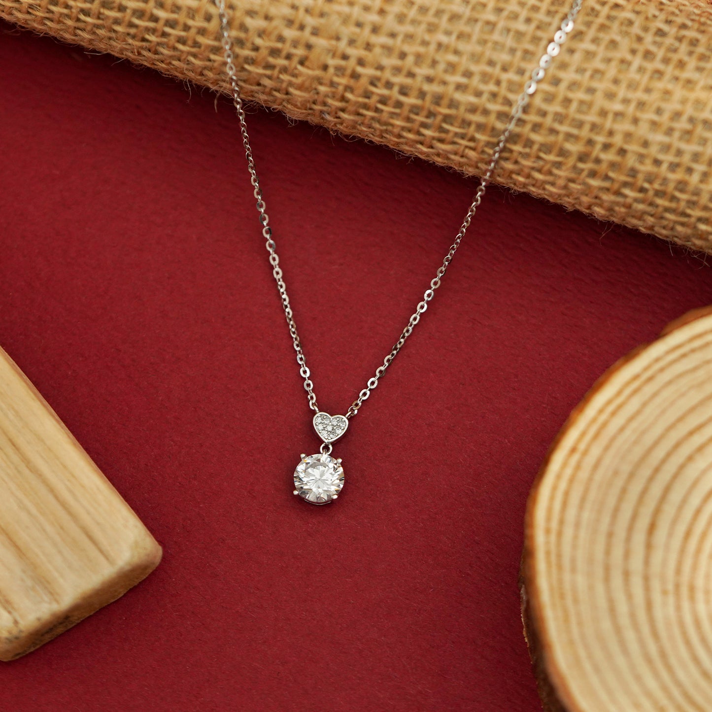 Celestial Heart Drop Diamond Pendant Necklace