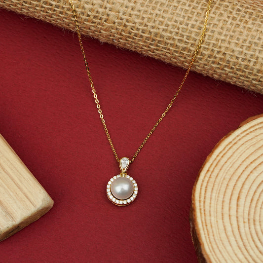Aurora Halo Pearl & Diamond Pendant Necklace
