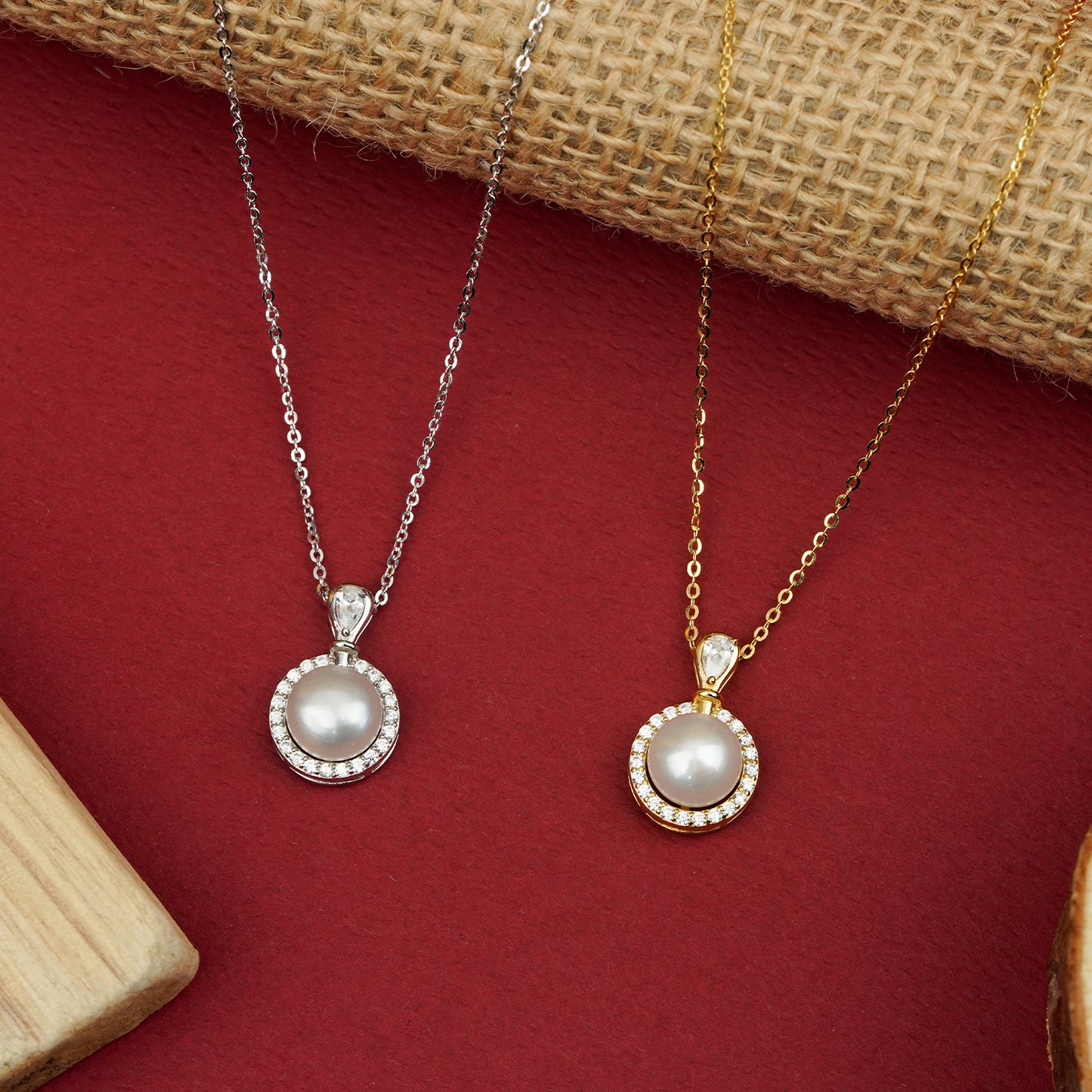 Aurora Halo Pearl & Diamond Pendant Necklace