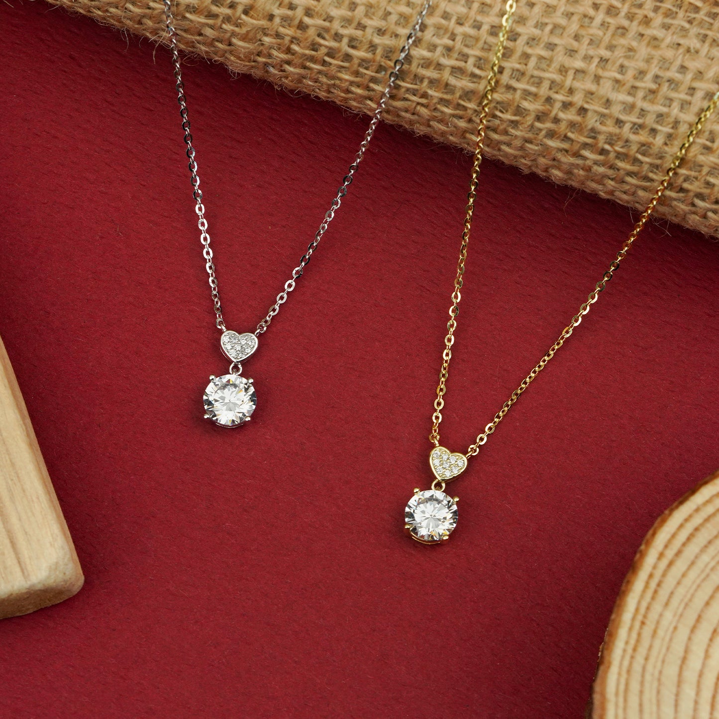 Celestial Heart Drop Diamond Pendant Necklace