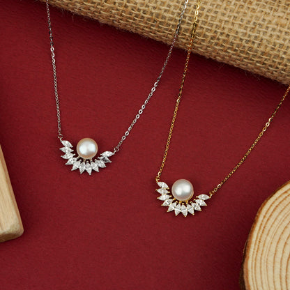 Radiant Crest Pearl & Diamond Necklace