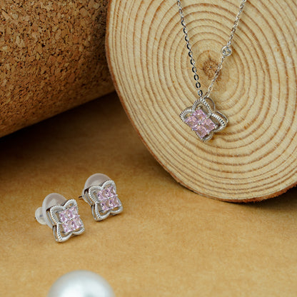 Blush Clover Radiance Pendant Necklace