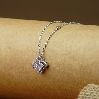 Blush Clover Radiance Pendant Necklace