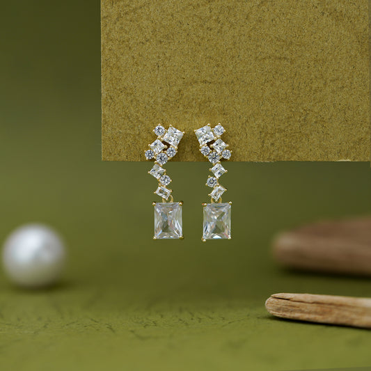 Royal Emerald-Cut Crystal Drop Earrings
