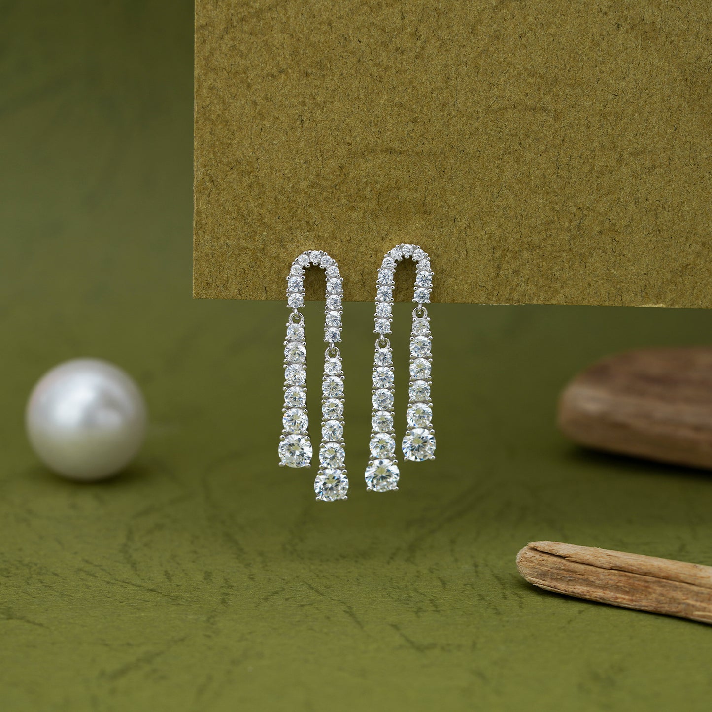 Double Row Sparkling Drop Earrings