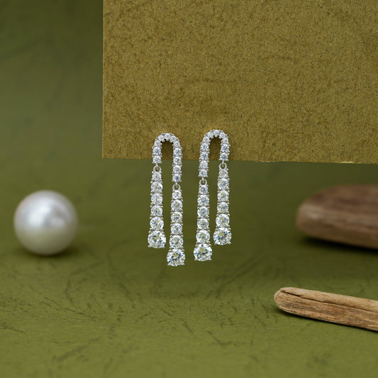 Double Row Sparkling Drop Earrings
