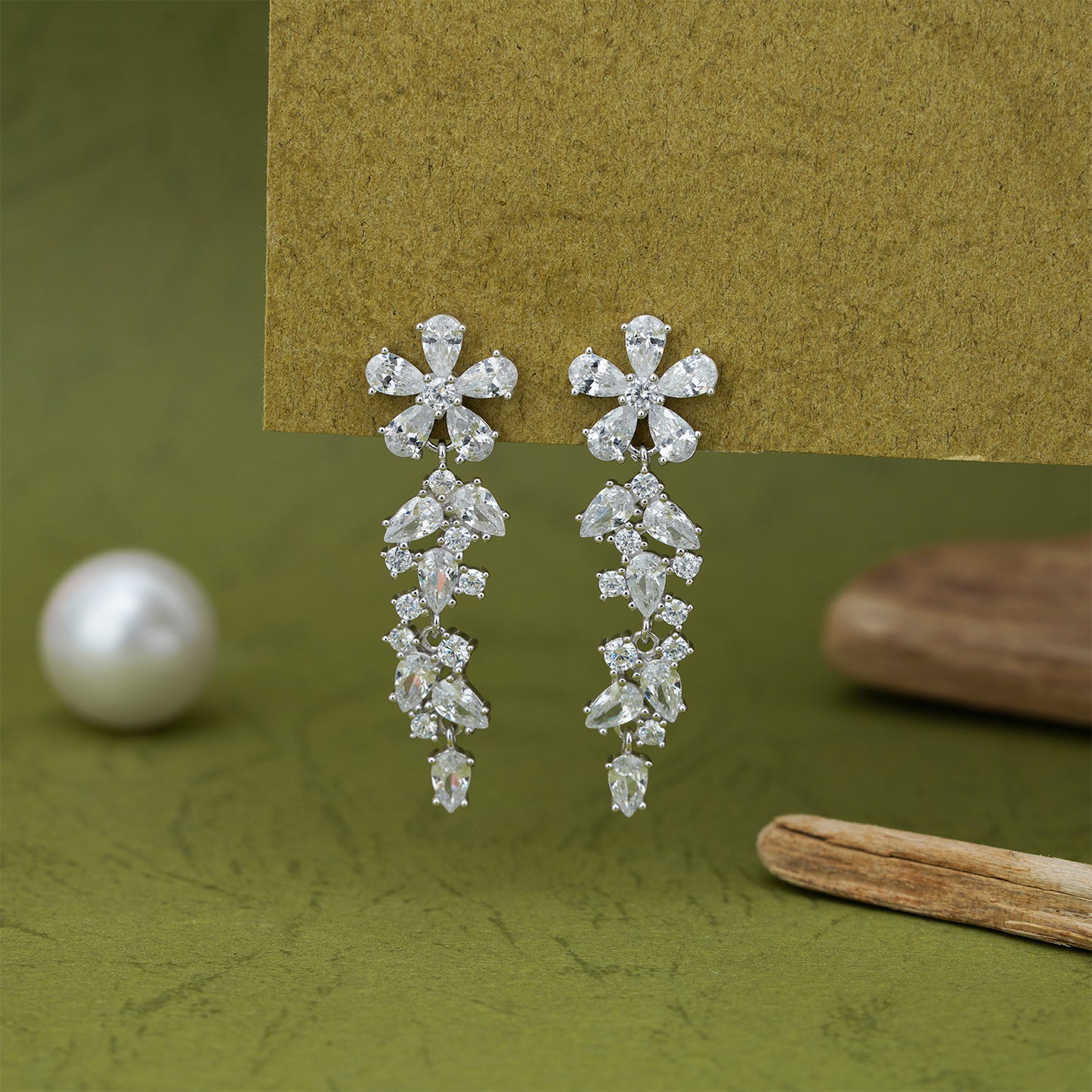 Crystal Blossom Cascading Diamond Earrings