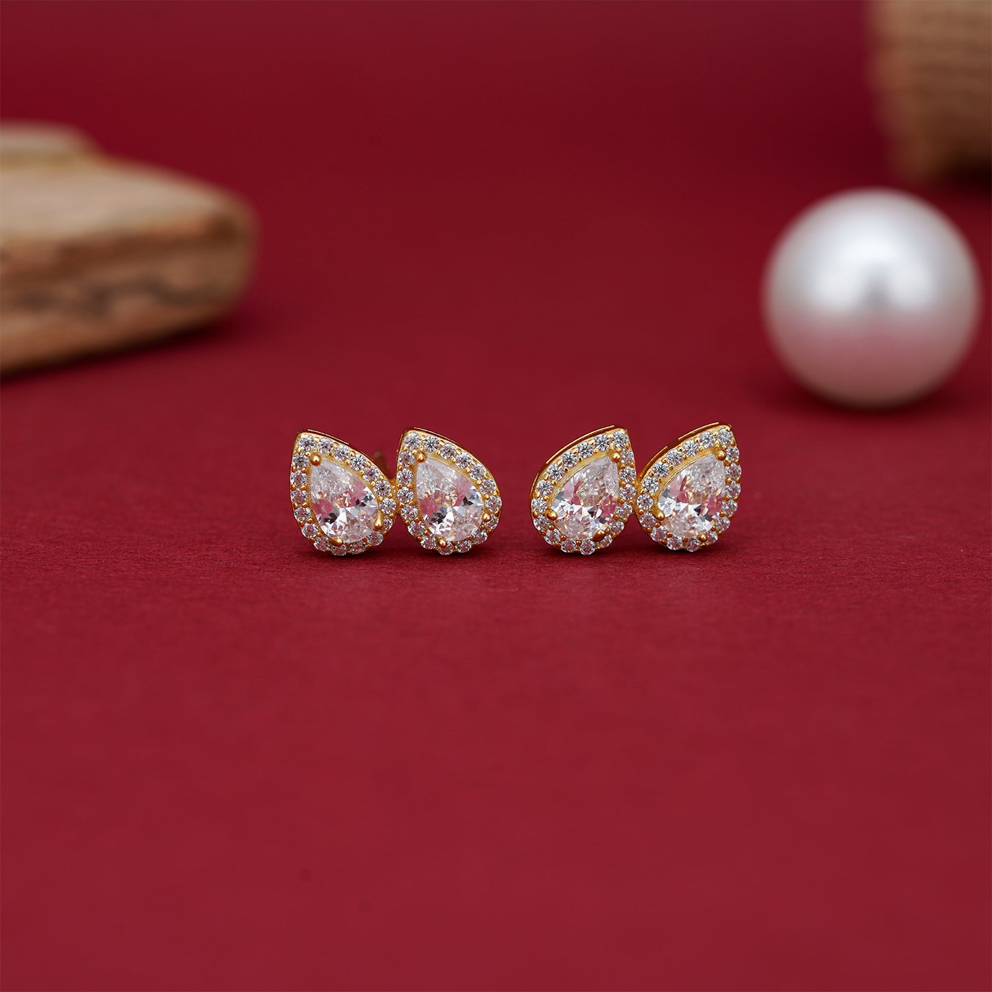 Aurora Twin Teardrop Diamond Stud Earrings