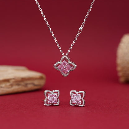 Blush Petal Princess-Cut Stud Earrings