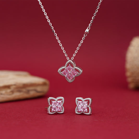 Blush Petal Princess-Cut Stud Earrings