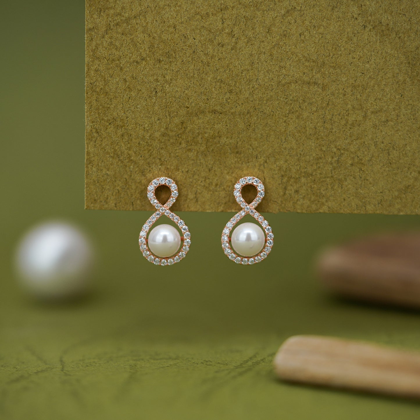 Infinity Pearl Stud Earrings