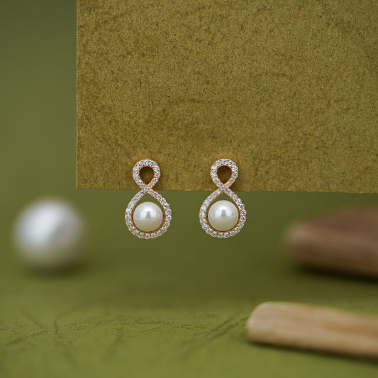 Infinity Pearl Stud Earrings