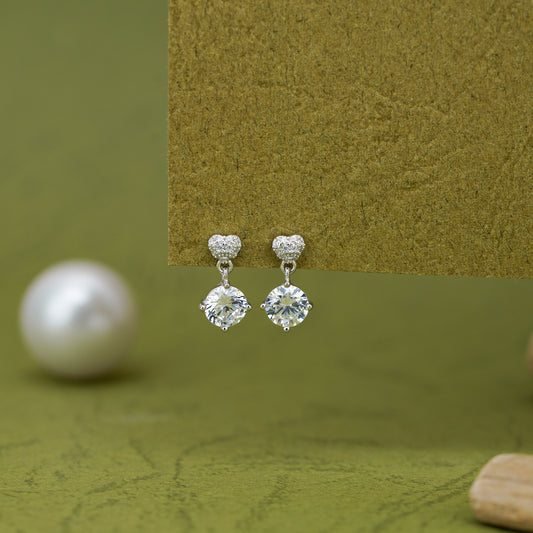 LustreHeart Diamond Drop Earrings