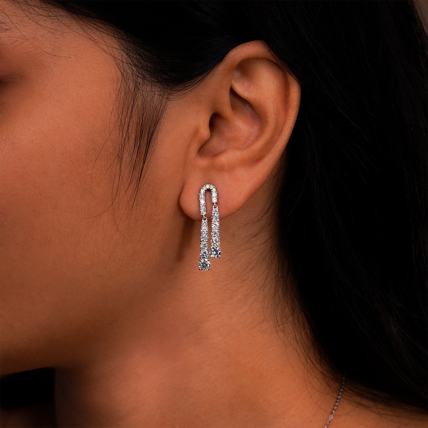 Double Row Sparkling Drop Earrings