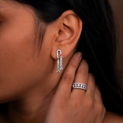 Double Row Sparkling Drop Earrings