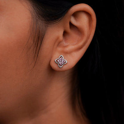 Blush Petal Princess-Cut Stud Earrings