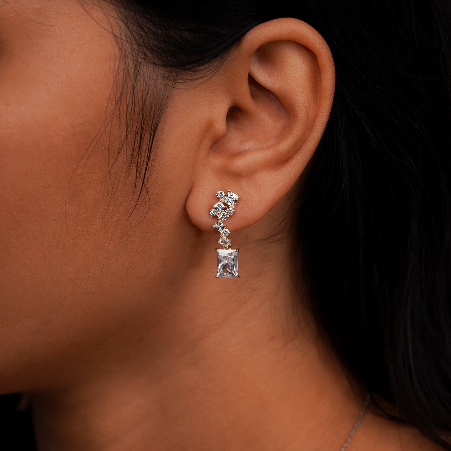 Royal Emerald-Cut Crystal Drop Earrings