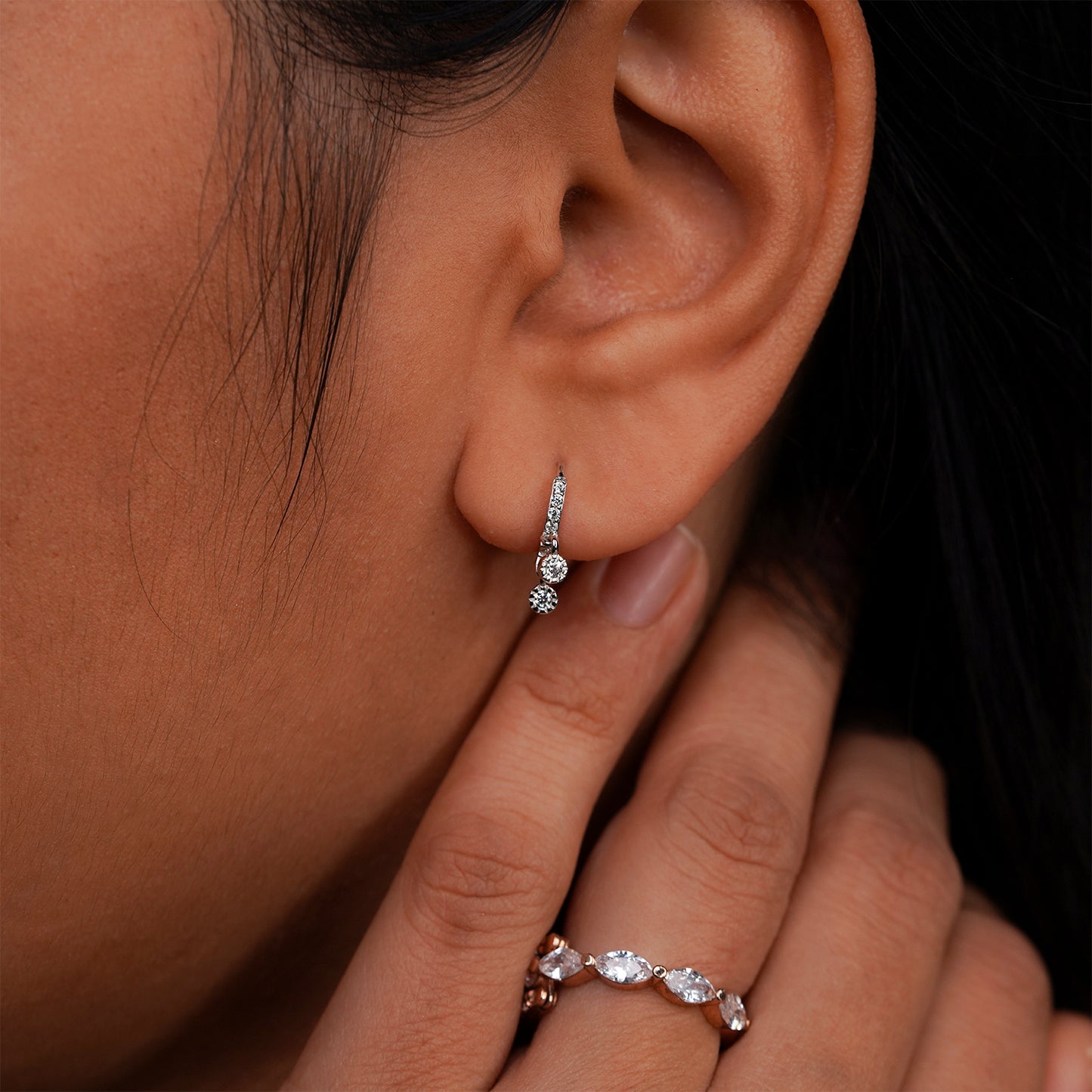 Celeste Mini Drop Diamond Hoops