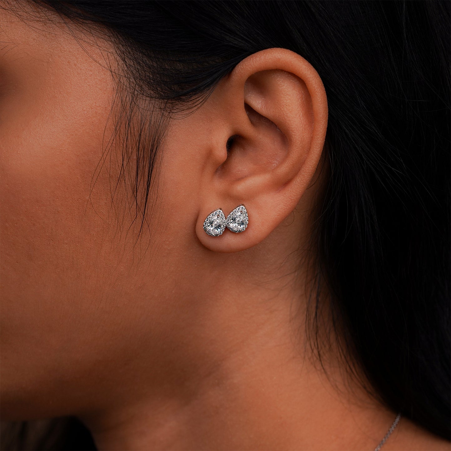 Aurora Twin Teardrop Diamond Stud Earrings