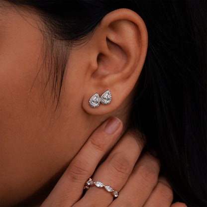 Aurora Twin Teardrop Diamond Stud Earrings
