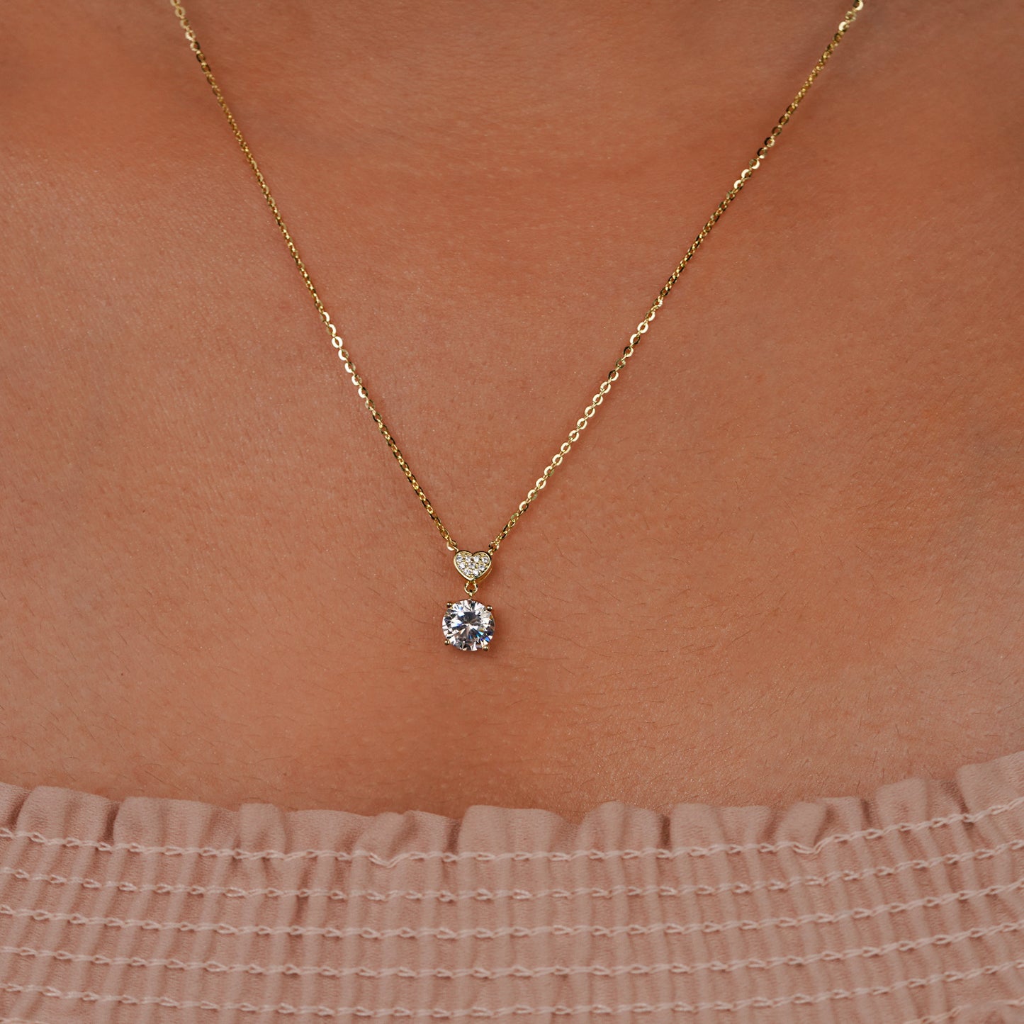 Celestial Heart Drop Diamond Pendant Necklace