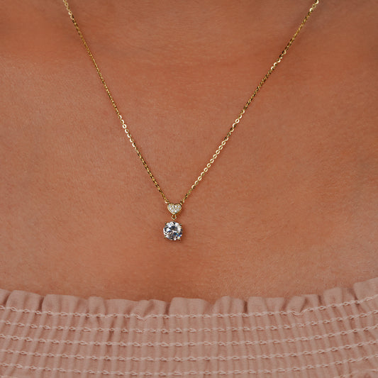 Celestial Heart Drop Diamond Pendant Necklace