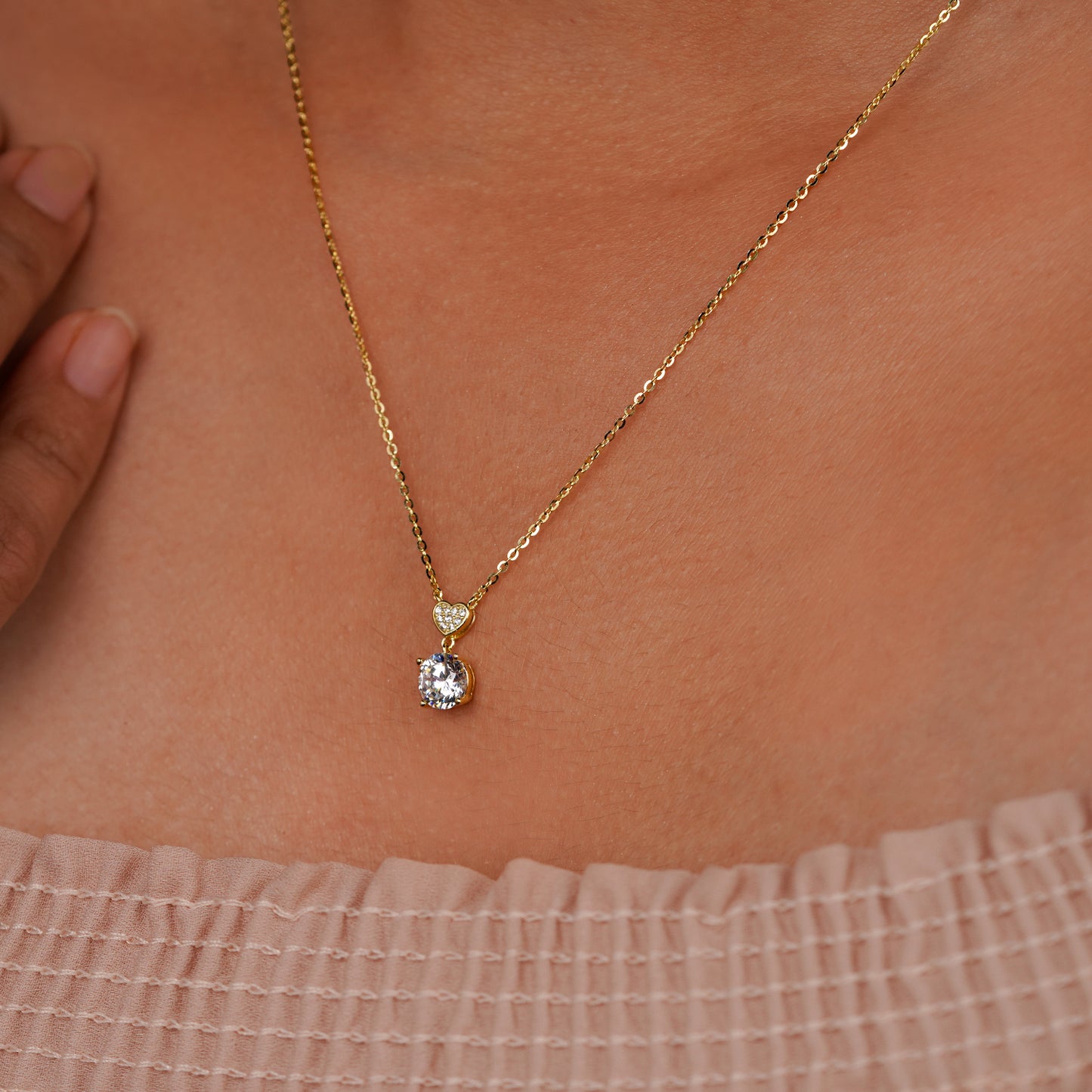 Celestial Heart Drop Diamond Pendant Necklace