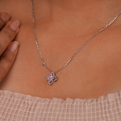 Blush Clover Radiance Pendant Necklace