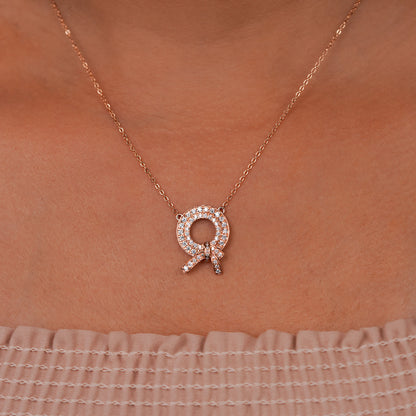 Radiant Ribbon Halo Pendant Necklace