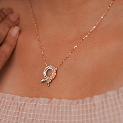 Radiant Ribbon Halo Pendant Necklace