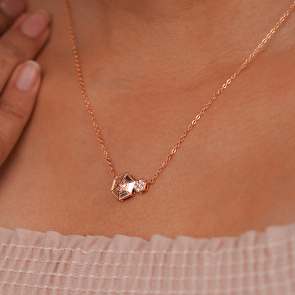 HexaAura Dual-Charm Geometric Pendant Necklace