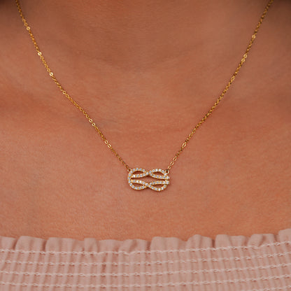 Eternal Harmony Infinity Pendant Necklace in Gold Finish