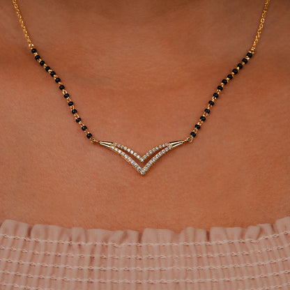 Elegant V-Curve 925 Silver Diamond Mangalsutra